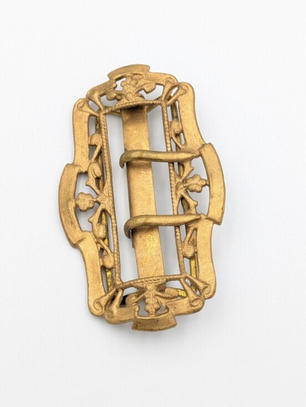 Antique art nouveau floral detail openwork metal belt buckle